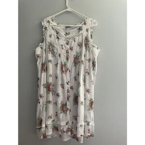 90s Vintage Women’s Laura Ashley Boho Cottagecore White Floral Dress Large